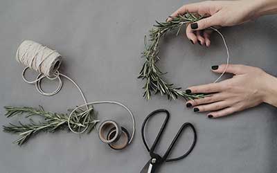 DIY Mini Rosemary Wreaths
