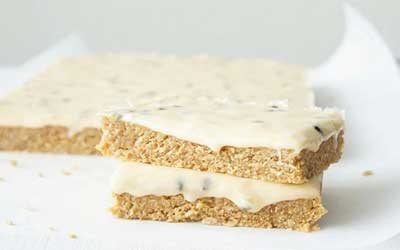 ANZAC slice with passionfruit topping